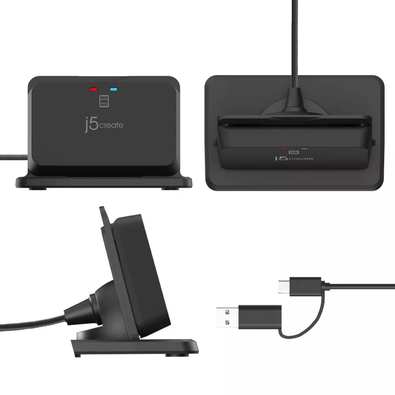 j5create JUR261 USB™ Smart Card / CAC Reader Βάση, USB Type-A/USB Type-C, Μαύρο, 95 g