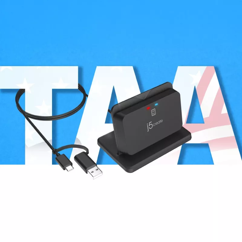 j5create JUR261 USB™ Smart Card / CAC Reader Βάση, USB Type-A/USB Type-C, Μαύρο, 95 g