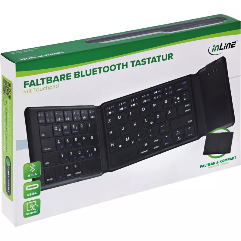 InLine 55379B Πληκτρολόγιο Universal Bluetooth QWERTZ Γερμανικό Μαύρο