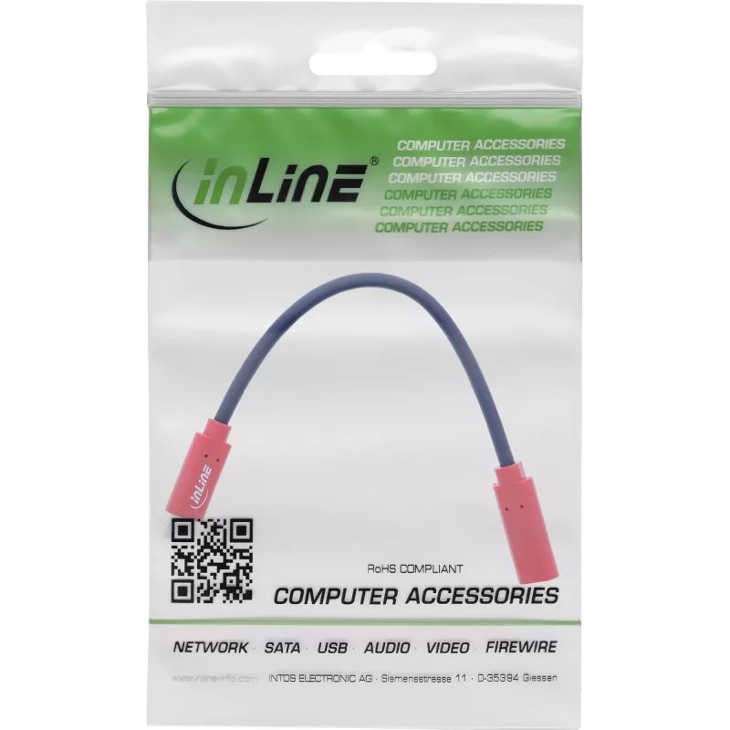 InLine Αντάπτορας αλλαγής φύλου USB-C 31654, USB-C σε USB-C, 0,2 m, κόκκινο