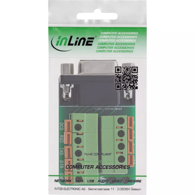 InLine 92501A Συνδετήρας καλωδίου κλέμα / D-Sub 9 μαύρο, πράσινο