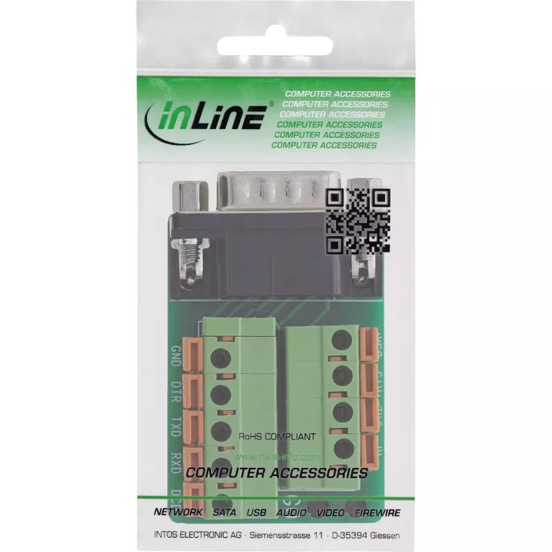 InLine 92501B Συνδετήρας καλωδίου κλέμα / D-Sub 9 μαύρο, πράσινο