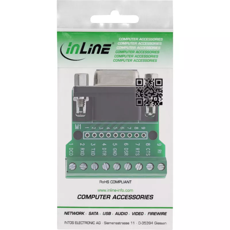 InLine 92501C Συνδετήρας καλωδίου κλέμα / D-Sub 9 μαύρο, πράσινο