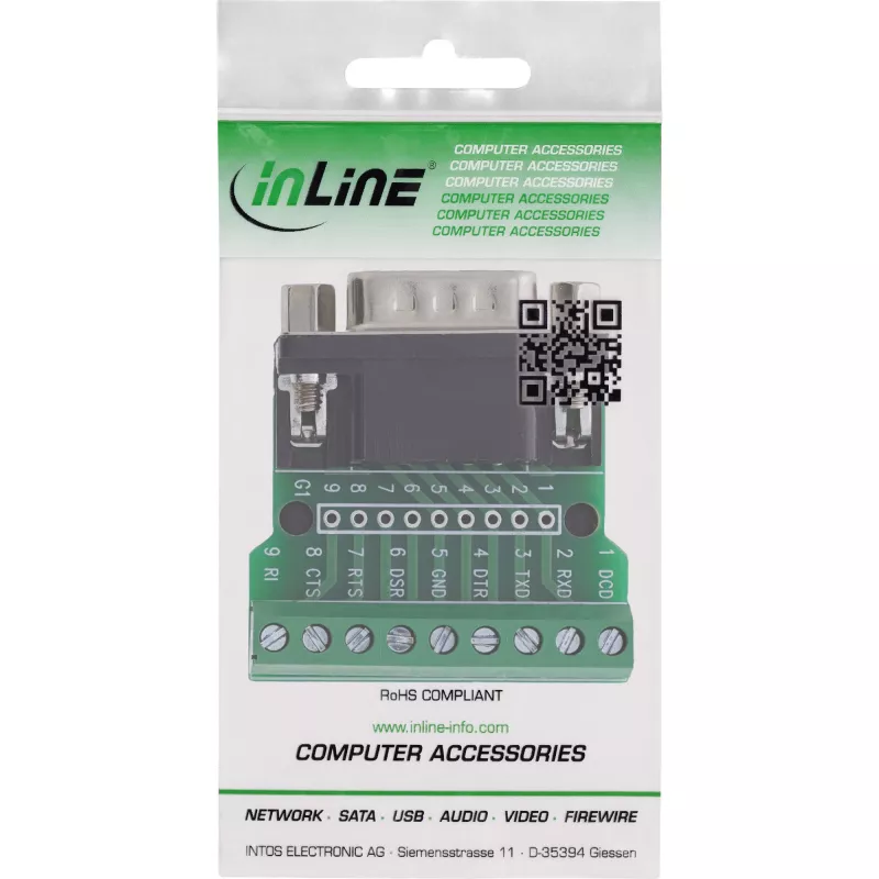 InLine 92501D Συνδετήρας καλωδίου κλέμα / D-Sub 9 μαύρο, πράσινο