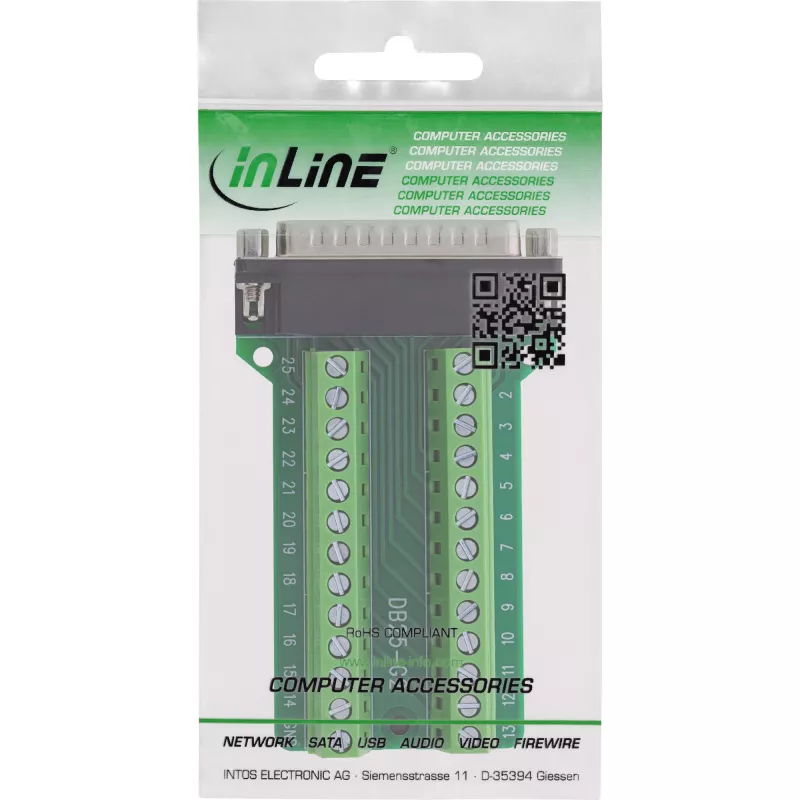 InLine 92502F Συνδετήρας καλωδίου κλέμα σειράς / D-Sub 25 πράσινο