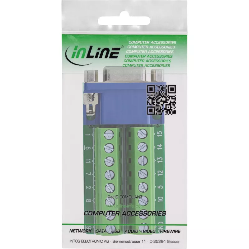 InLine 92503A Συνδετήρας καλωδίου κλέμα, VGA (HD15) μπλε, πράσινο