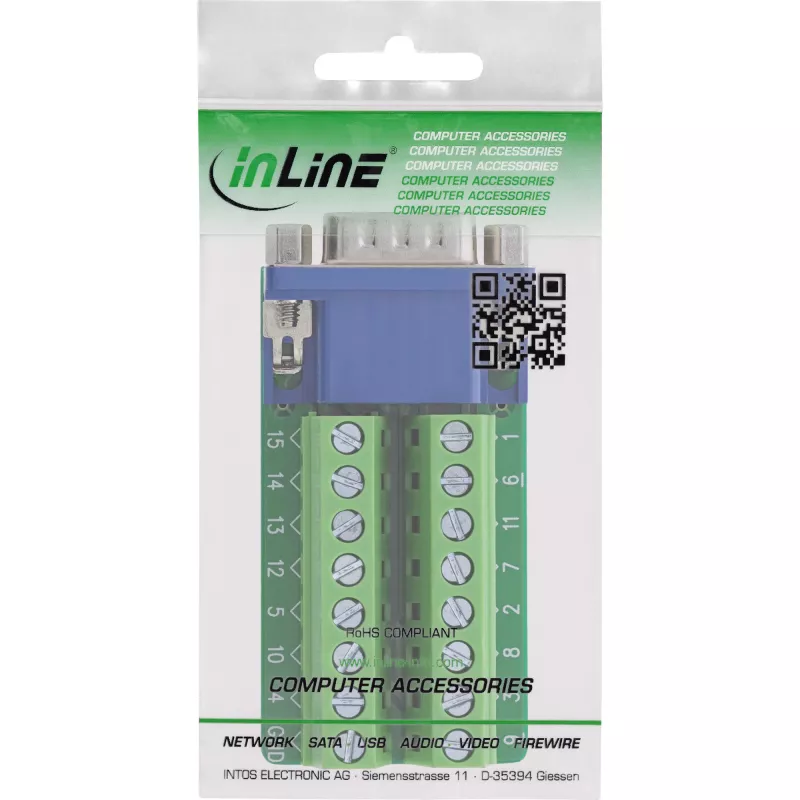 InLine 92503B Συνδετήρας καλωδίου κλέμα, VGA (HD15) μπλε, πράσινο
