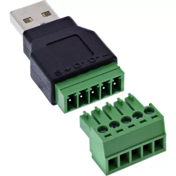 InLine 92504A Συνδετήρας καλωδίου USB-A / κλέμα, 5 ακίδων μαύρο, πράσινο