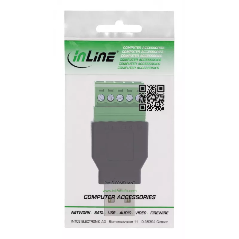 InLine 92504A Συνδετήρας καλωδίου USB-A / κλέμα, 5 ακίδων μαύρο, πράσινο