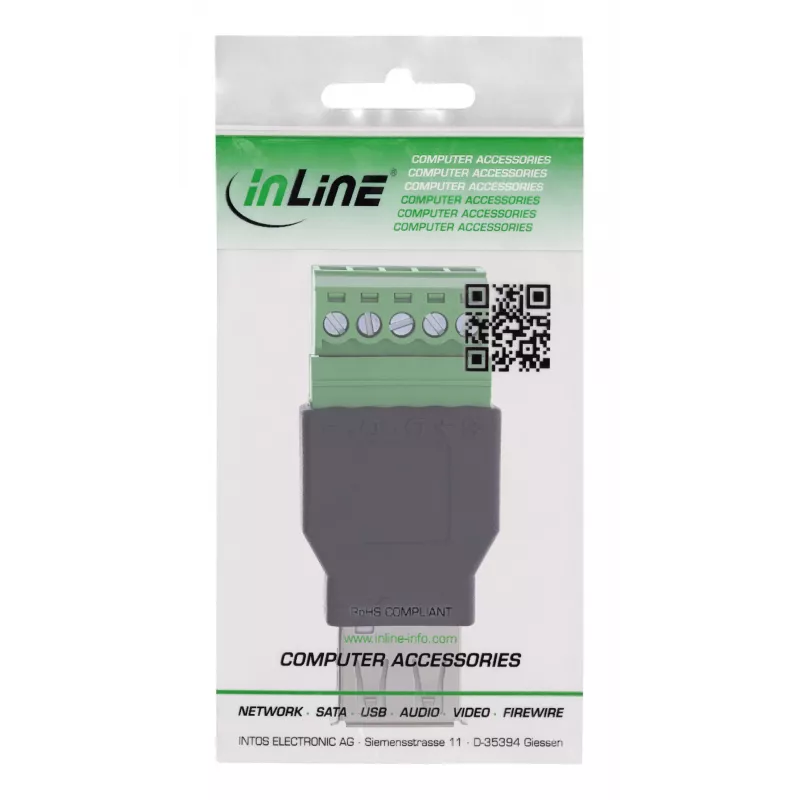 InLine 92504B Συνδετήρας καλωδίου USB-A / κλέμα, 5 ακίδων μαύρο, πράσινο