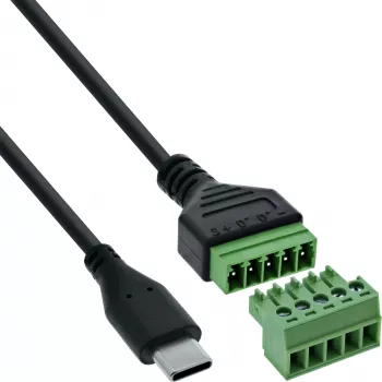 InLine 92504E Συνδετήρας καλωδίου USB-C / κλέμα, 5 ακίδων μαύρο, πράσινο