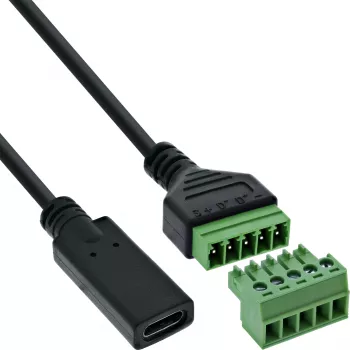 InLine 92504F Αντάπτορας καλωδίου USB-C / κλέμα, 5 ακίδων μαύρο, πράσινο