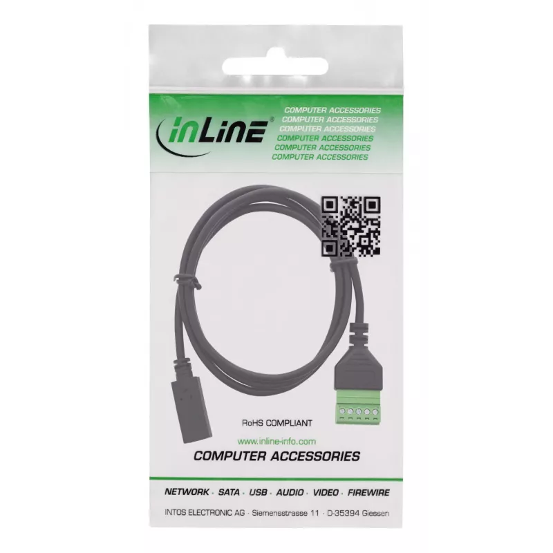 InLine 92504F Αντάπτορας καλωδίου USB-C / κλέμα, 5 ακίδων μαύρο, πράσινο