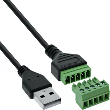 InLine 92504G Συνδετήρας καλωδίου USB-A / κλέμα, 5 ακίδων μαύρο, πράσινο
