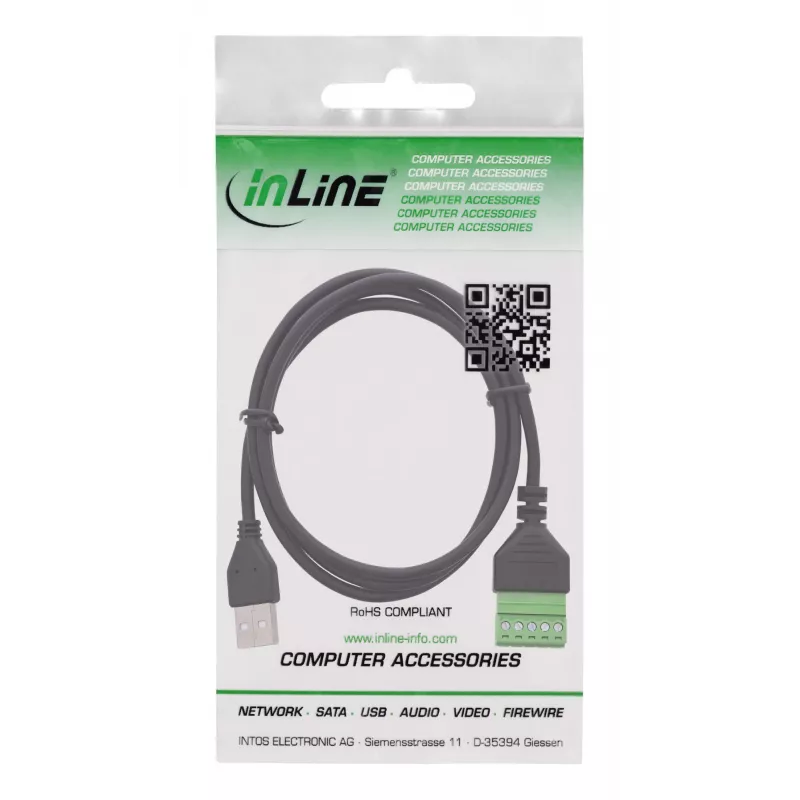 InLine 92504G Συνδετήρας καλωδίου USB-A / κλέμα, 5 ακίδων μαύρο, πράσινο