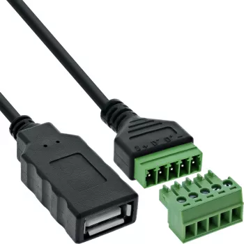 InLine 92504H Συνδετήρας καλωδίου USB-A / κλέμα, 5 ακίδων μαύρο, πράσινο