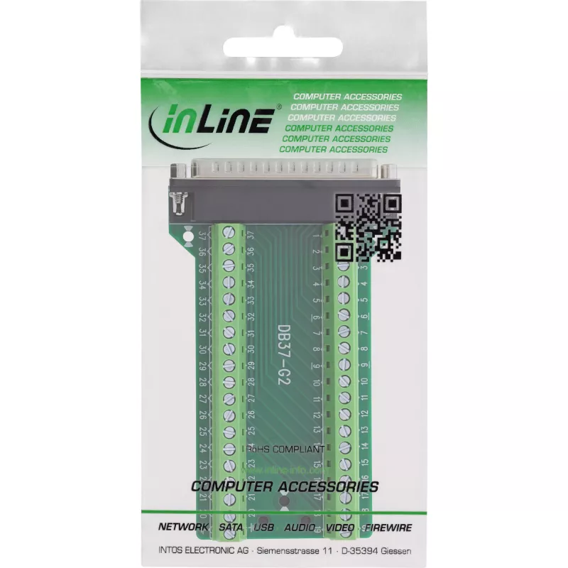 InLine 92502J Συνδετήρας καλωδίου κλέμα / D-Sub 37 μαύρο, πράσινο