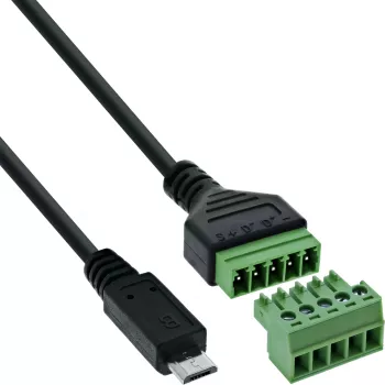 InLine 92504C Αντάπτορας καλωδίου Micro USB / κλέμα, 5 ακίδων μαύρο, πράσινο