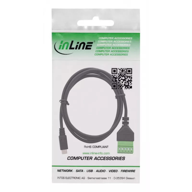 InLine 92504C Αντάπτορας καλωδίου Micro USB / κλέμα, 5 ακίδων μαύρο, πράσινο