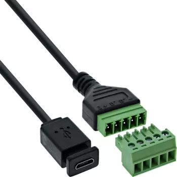 InLine 92504D Συνδετήρας καλωδίου Micro-USB / κλέμα, 5 ακίδων μαύρο, πράσινο