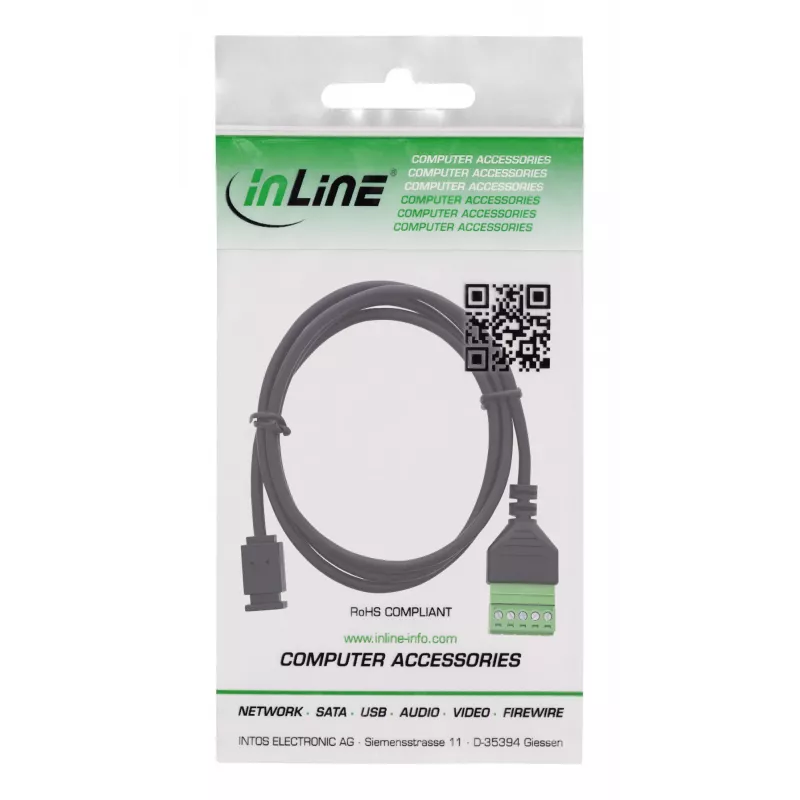 InLine 92504D Συνδετήρας καλωδίου Micro-USB / κλέμα, 5 ακίδων μαύρο, πράσινο