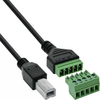 InLine 92504I Συνδετήρας καλωδίου USB-B / κλέμα, 5 ακίδων μαύρο, πράσινο