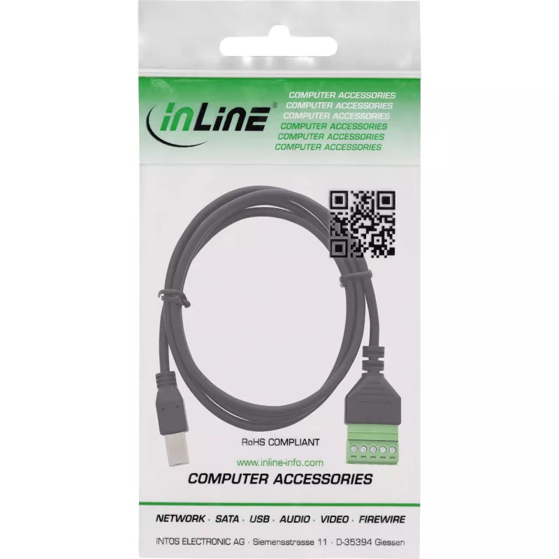 InLine 92504I Συνδετήρας καλωδίου USB-B / κλέμα, 5 ακίδων μαύρο, πράσινο