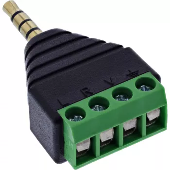InLine 92504J Συνδετήρας καλωδίου βύσμα jack 3,5 mm 4 ακίδων TRRS / κλέμα 4 συνδέσεων μαύρο, πράσινο