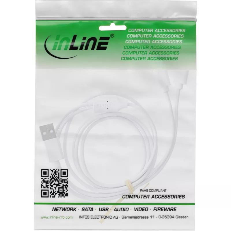 InLine 35121W Καλώδιο USB USB 2.0 1 m USB A 2 x USB C λευκό