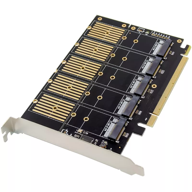 InLine 76619G Κάρτα διασύνδεσης, PCIe x16 σε 5x M.2 Key B SATA, με μάσκα low-profile