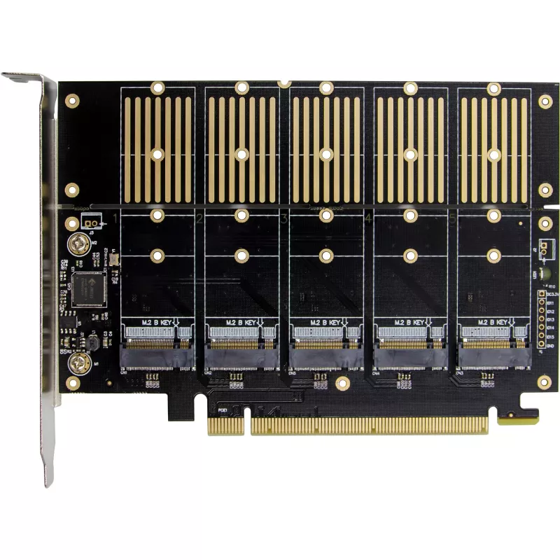 InLine 76619G Κάρτα διασύνδεσης, PCIe x16 σε 5x M.2 Key B SATA, με μάσκα low-profile