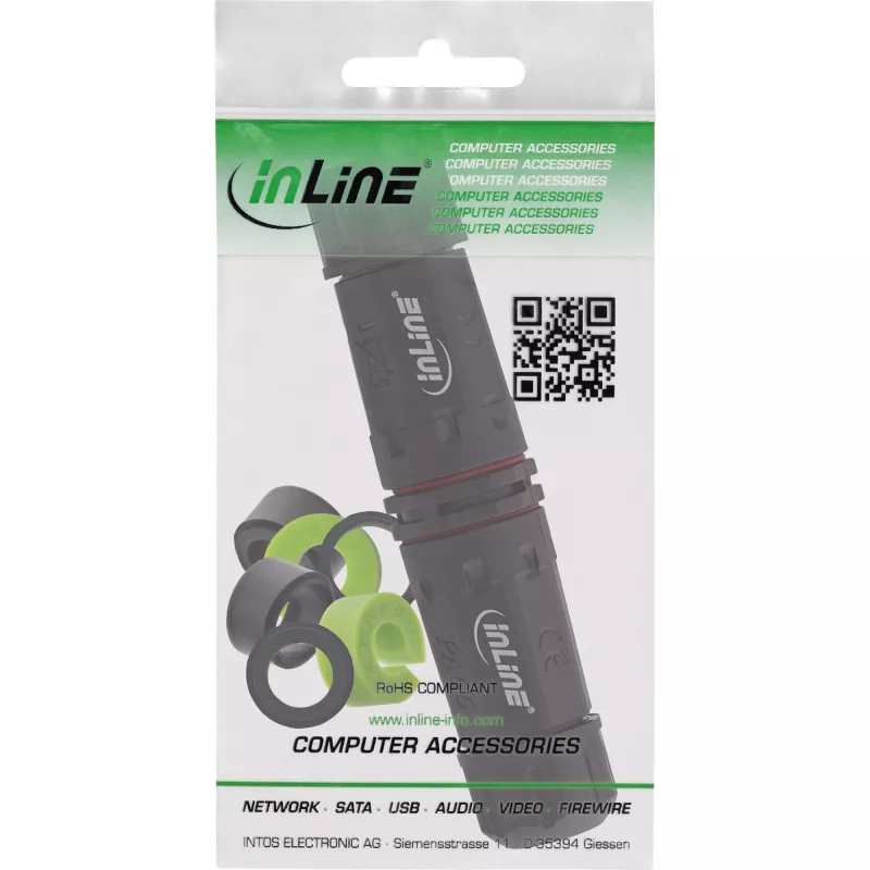 InLine 69927T IP68 Σύνδεσμος τροφοδοσίας, 3-πολικός, 2-πλός, M20, Μαύρο