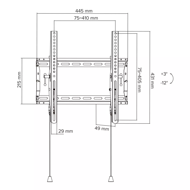 InLine 23101B Βάση τοίχου/βάση στήριξης TV 177,8 cm (70 ίντσες) Μαύρο