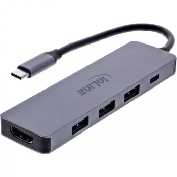 InLine 33271A Hub διασύνδεσης USB 3.2 Gen 1 (3.1 Gen 1) Type-C 5000 Mbit/s Γκρι