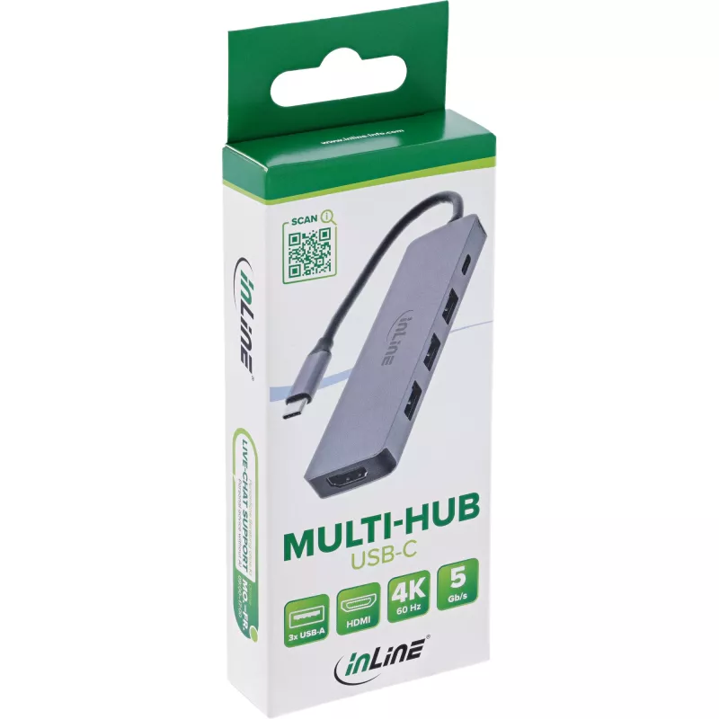 InLine 33271A Hub διασύνδεσης USB 3.2 Gen 1 (3.1 Gen 1) Type-C 5000 Mbit/s Γκρι