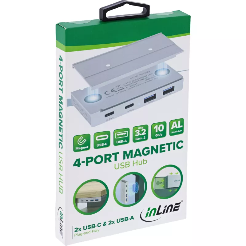 InLine 35395M Hub διασύνδεσης USB 3.2 Gen 2 (3.1 Gen 2) Type-C 10000 Mbit/s Ασημί