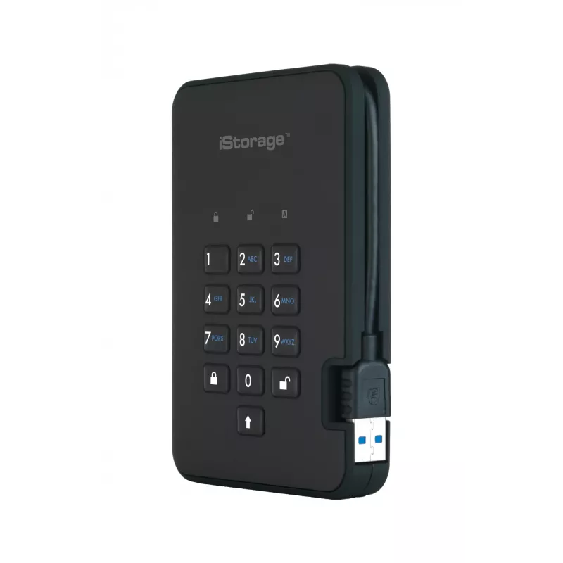 iStorage diskAshur2 256-bit 1 TB USB 3.2 ασφαλώς κρυπτογραφημένος SSD – Μαύρο IS-DA2-256-SSD-1TB-B
