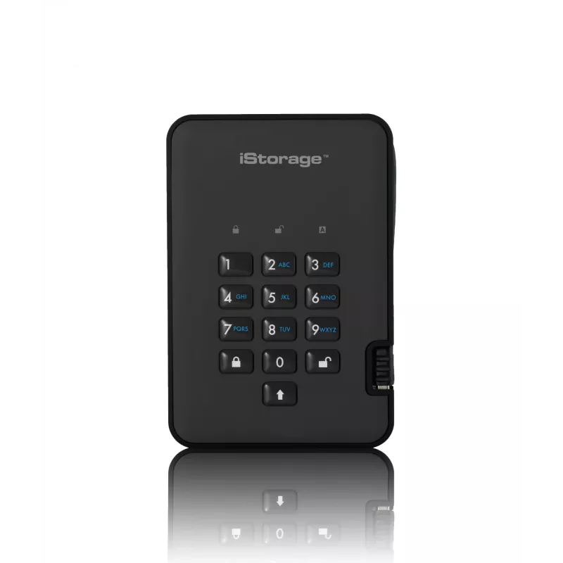 iStorage diskAshur2 256-bit 1 TB USB 3.2 ασφαλώς κρυπτογραφημένος SSD – Μαύρο IS-DA2-256-SSD-1TB-B