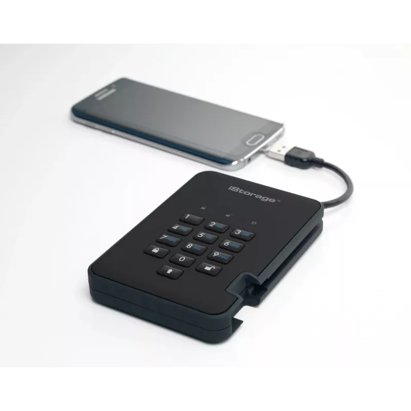 iStorage diskAshur2 256-bit 1 TB USB 3.2 ασφαλώς κρυπτογραφημένος SSD – Μαύρο IS-DA2-256-SSD-1TB-B