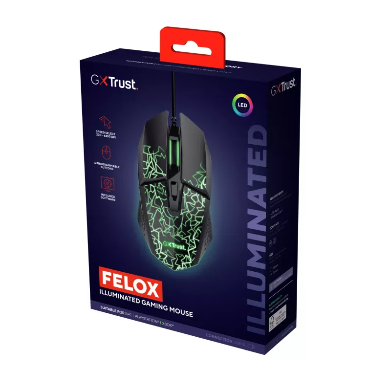 Trust GXT 113 Felox Ποντίκι Gaming Δεξιόχειρας USB Type-A Οπτικό 6400 DPI