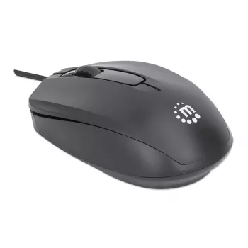 Manhattan Comfort II Καλώδιο USB Ποντίκι, Μαύρο, 1000dpi, USB-A, Οπτικό, Αμφιδέξιο, Φορητό/Συμπαγές, Τρία κουμπιά με τροχό κύλισης, Τρία χρόνια εγγύηση