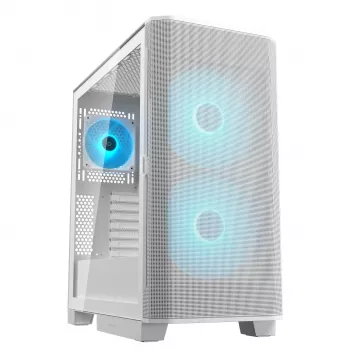 Κουτί υπολογιστή COUGAR Midi Tower Airface FLO ARGB λευκό — 2x180mm μπροστά, 1x120mm πίσω, υποστηρίζει HDD 2,5 ίντσες/3,5 ίντσες, 240×480×509 mm
