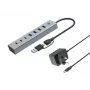 Conceptronic HUBBIES20GP Hub USB 3.0 7 θυρών με τροφοδοτικό, 5Gbps, USB-C x 3, USB-A x 4