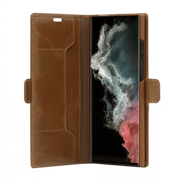 Θήκη folio dbramante1928 Copenhagen λεπτή για Samsung Galaxy S22 Ultra, οθόνη 6,8 ιντσών, Tan