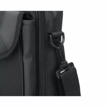 Manhattan Cambridge Τσάντα laptop 14,1 ιντσών, σχεδίαση Clamshell, Μαύρη, ΟΙΚΟΝΟΜΙΚΗ, θήκη αξεσουάρ, θήκη εγγράφων στο πίσω μέρος, ιμάντας ώμου (αφαιρούμενος), ισοδύναμο με Targus CN313/CN414EU, θήκη notebook, τρία χρόνια εγγύηση