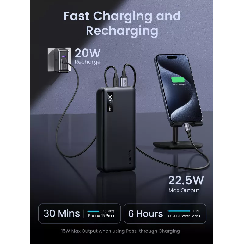 Ugreen 25683 Powerbank 20000 mAh μαύρο