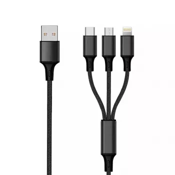 Καλώδιο USB 2GO 797154 3m USB B USB C/Micro-USB B/Lightning Μαύρο