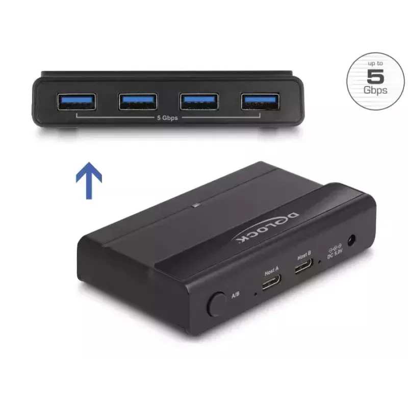 Delock Διακόπτης USB 4 x Συσκευή 2 x Host 5 Gbit/s Μαύρο