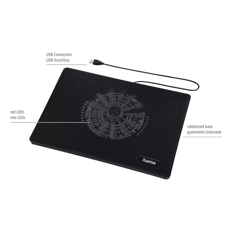 Hama λεπτό μαξιλαράκι ψύξης laptop 39,6 cm (15,6 ίντσες) μαύρο