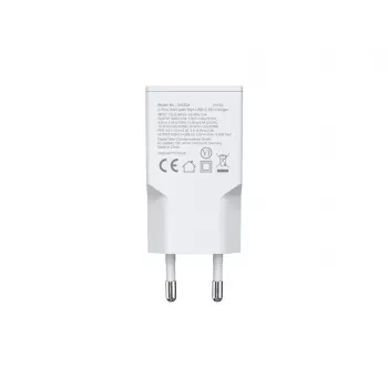 EQUIP φορτιστής GaN 2 θυρών 30W λεπτός USB-C PD — 2 θύρες USB-C, είσοδος 100–240 V, έξοδος max. 20 V, λευκό